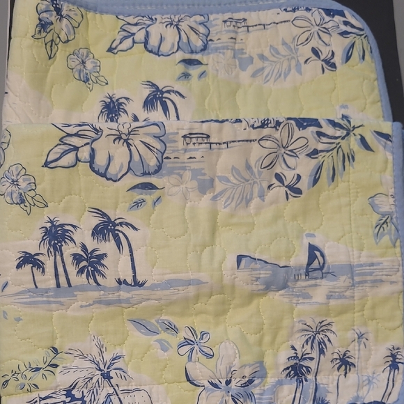 Other - Quilted Hawaiian Print Pillow Shams Set Tropical Pillow Case Palm Trees Hibiscus